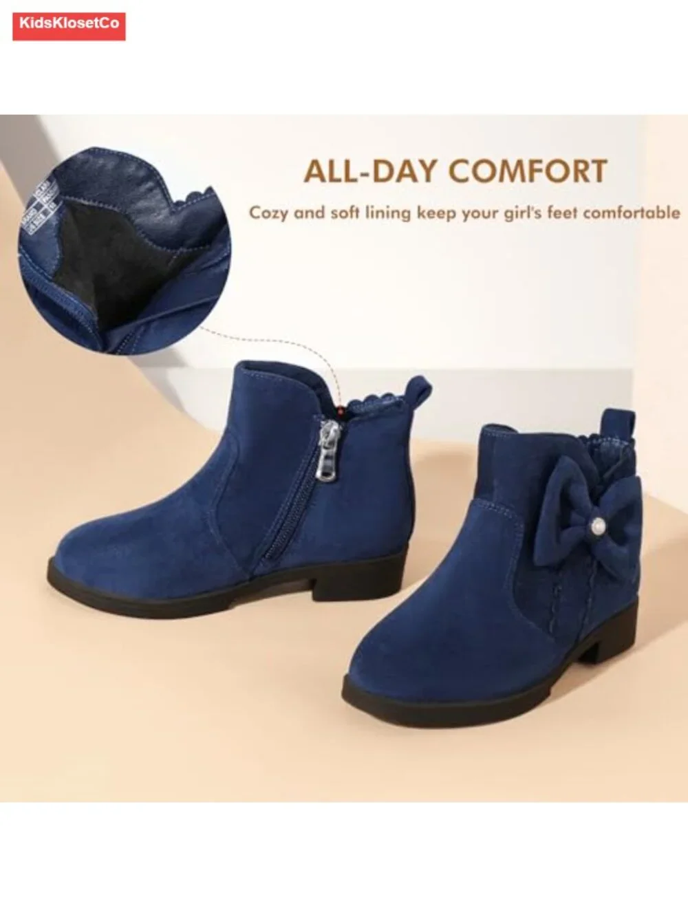 Girls Clara Ankle Boots Pearls Bow Dress Booties with Zipper